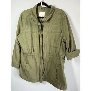 Old Navy Olive Green Utility Jacket Womens 1X Military Cargo Anorak Drawstring